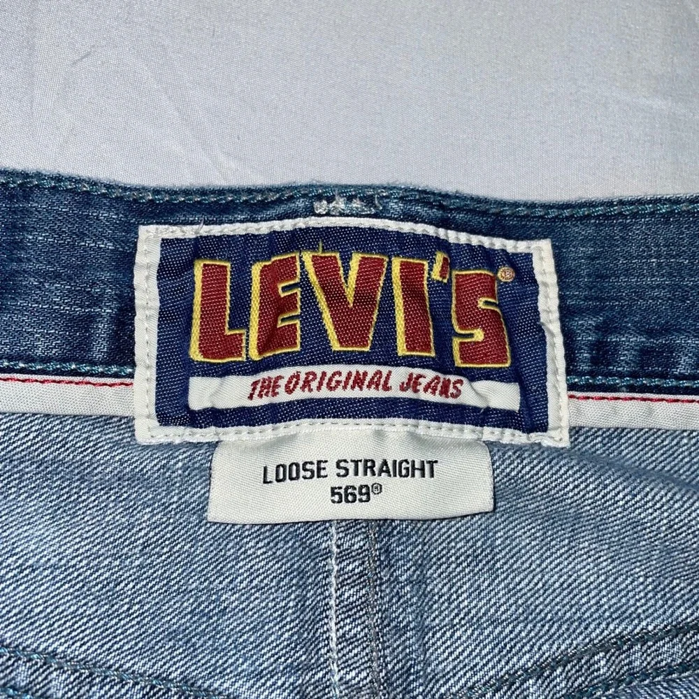 Levis 569 Loose Straight Jeans Mens 34x30 Light‎ Wash Blue Denim Cotton 569-0125